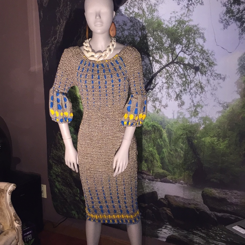 African popcorn stitch dress